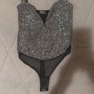 FP Movement by Free People Sequin Black Bodysuit